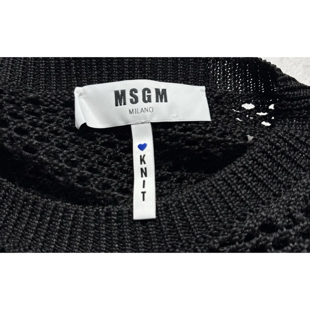 MSGM Milano‎ Women Open Knit Sweater Pullover Long Sleeve Black Sz M Layer 4-13